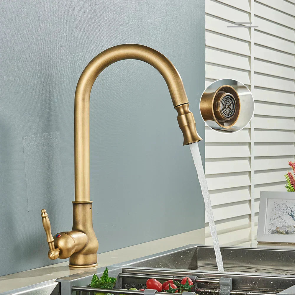 Classic Bronze Rotating Kitchen Faucet With Dark Finish