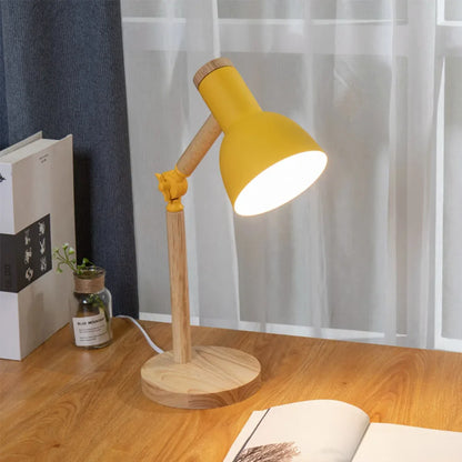 Rustic Wood Office Desk Lamp | Adjustable Contemporary Light