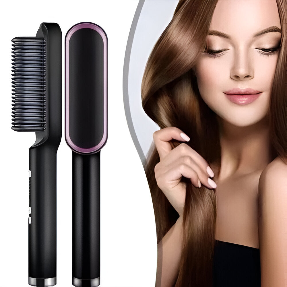Electric Hair Straightener Heating Brush Styler