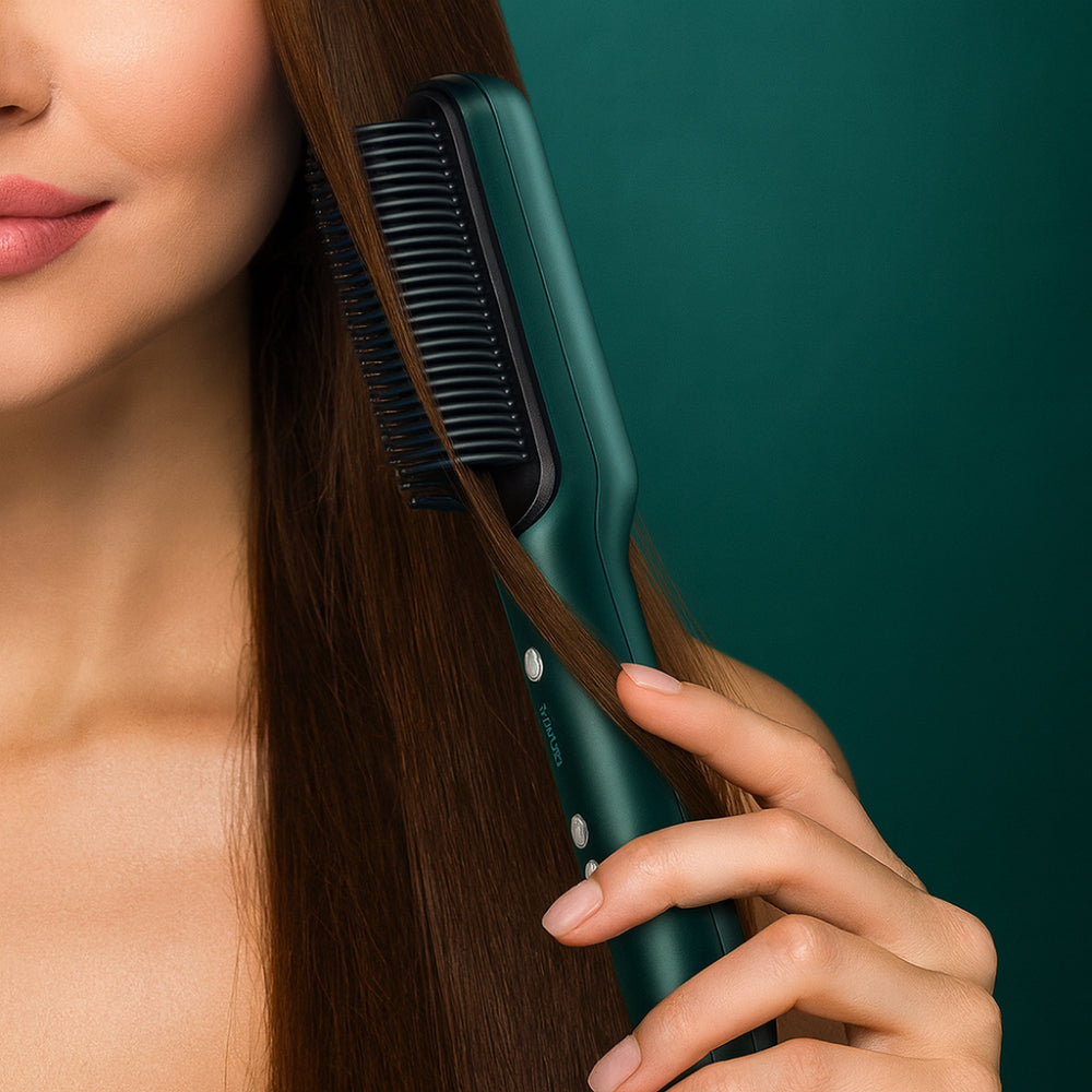 Electric Hair Straightener Heating Brush Styler