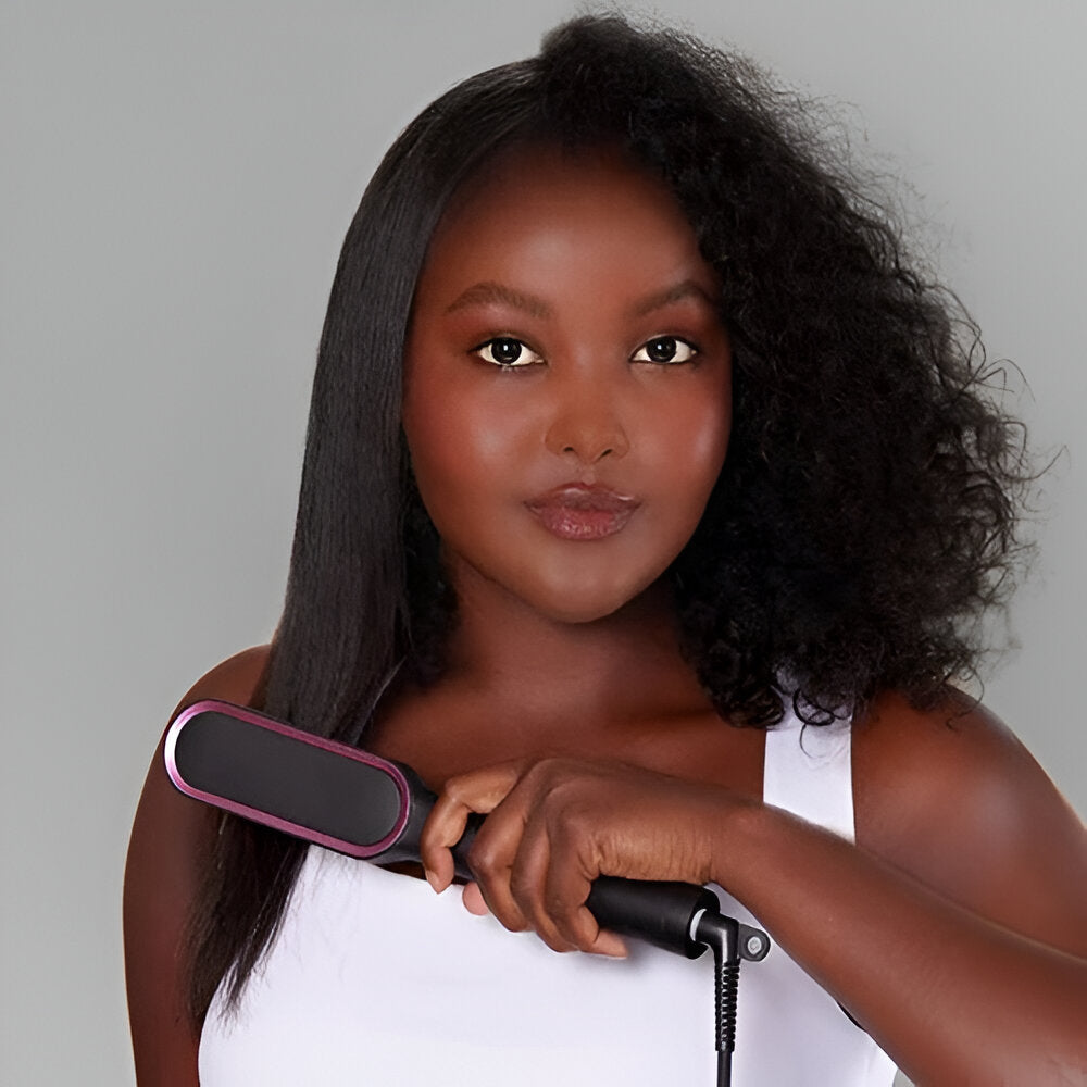 Electric Hair Straightener Heating Brush Styler
