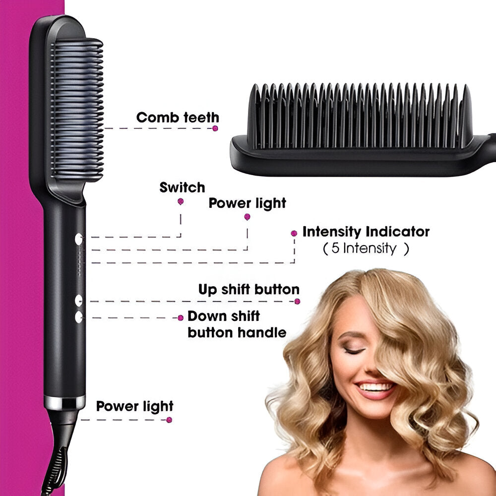 Electric Hair Straightener Heating Brush Styler