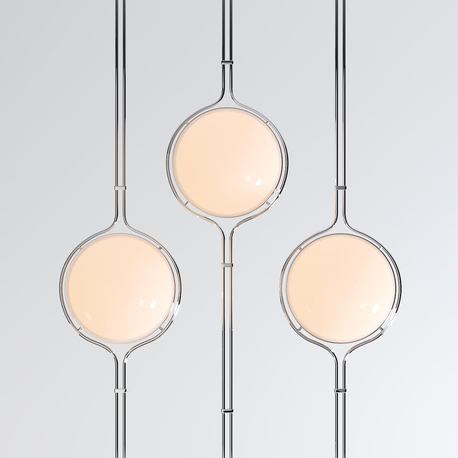 Tall Floor Lamp with Cream Shade Globes