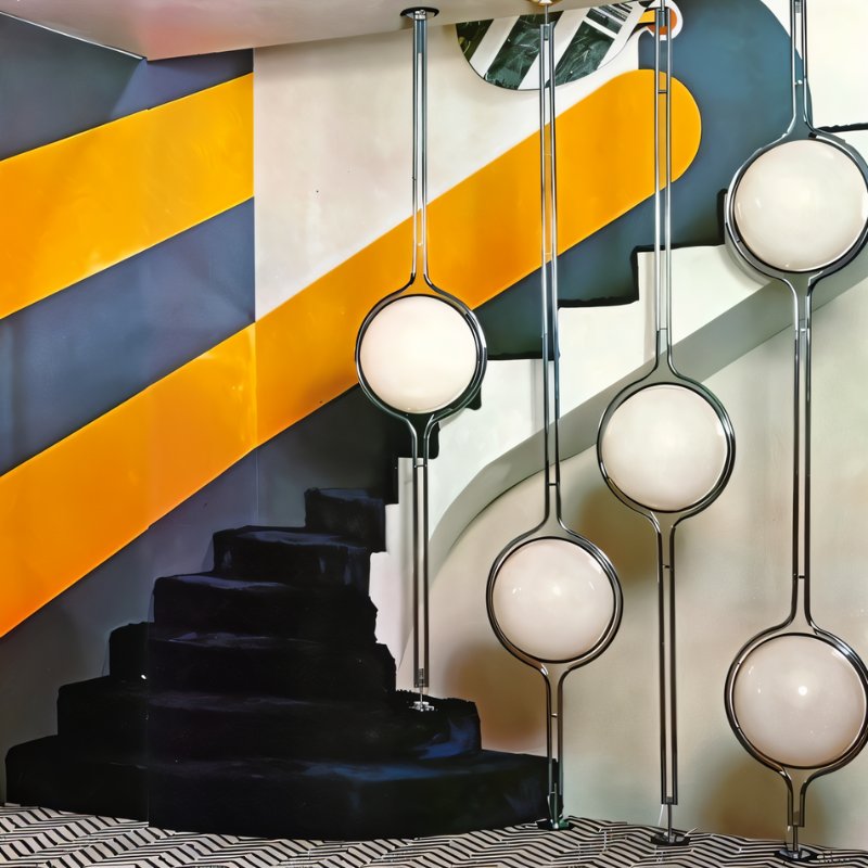 Tall Floor Lamp with Cream Shade Globes