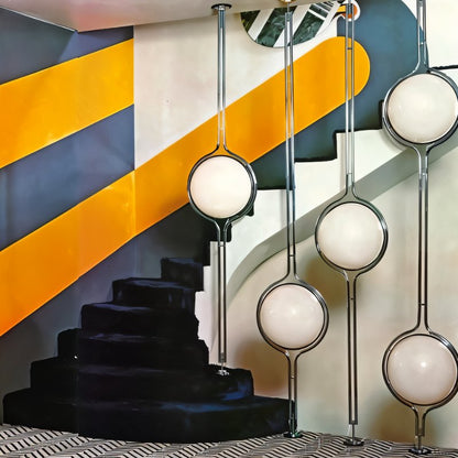 Tall Floor Lamp with Cream Shade Globes