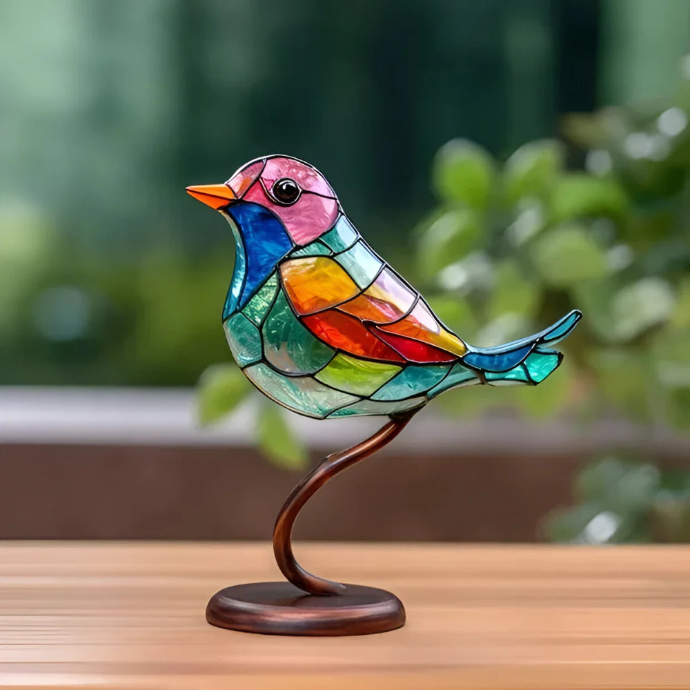 Colorful Glass Bird Figurine Table Decoration