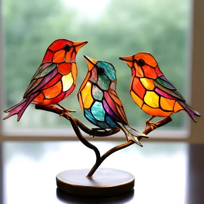 Colorful Glass Bird Figurine Table Decoration