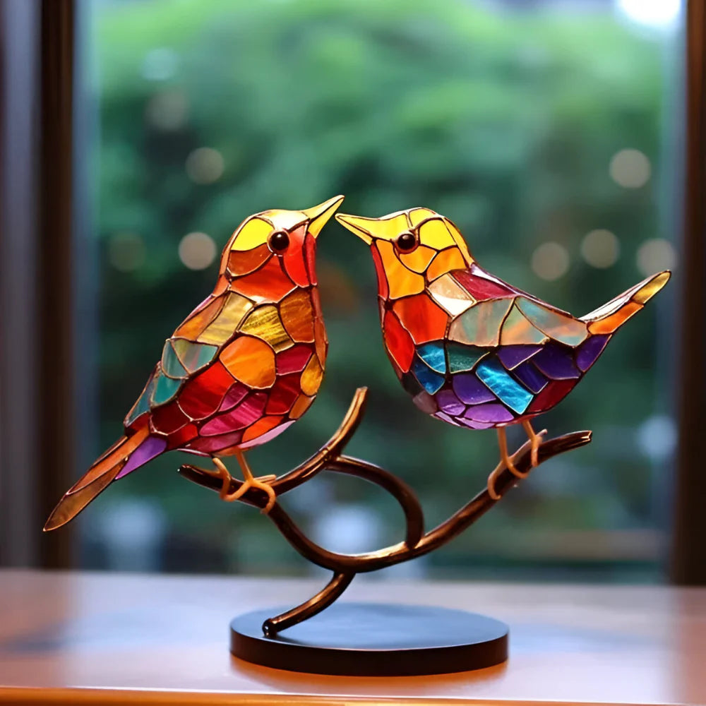 Colorful Glass Bird Figurine Table Decoration