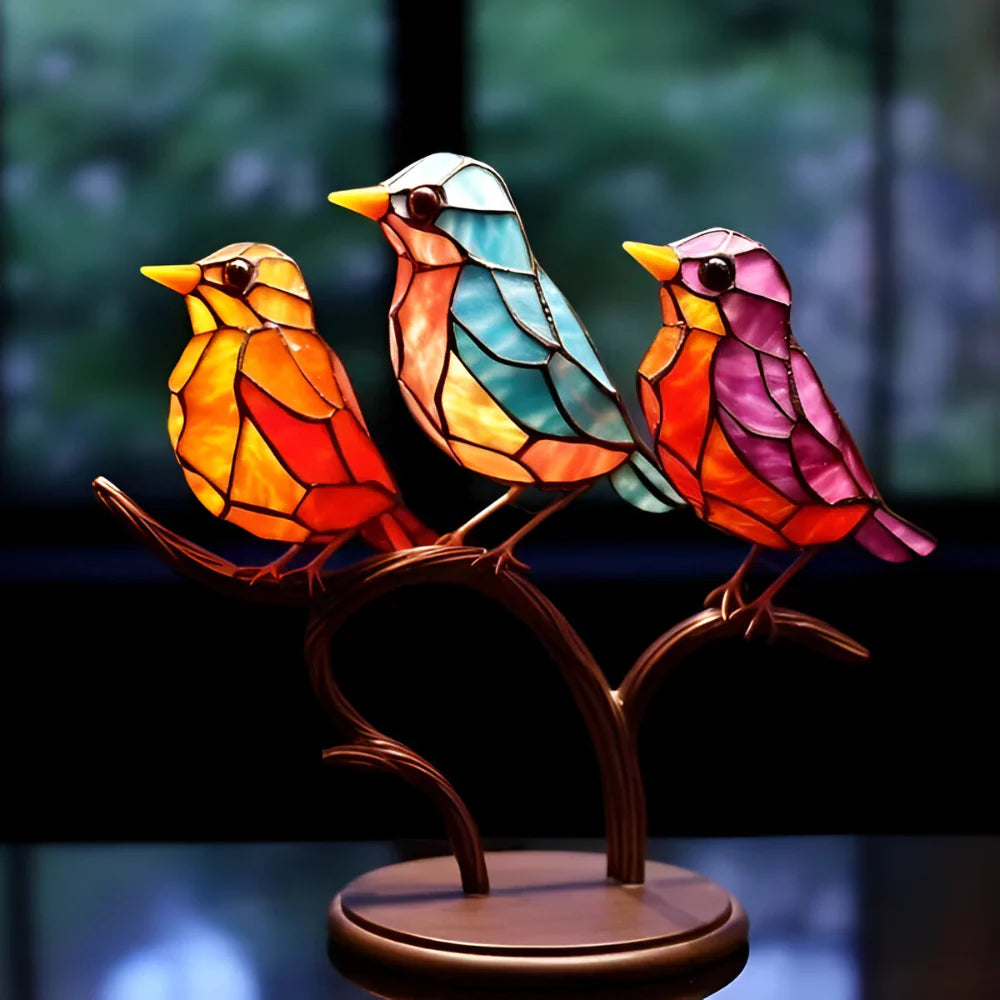 Colorful Glass Bird Figurine Table Decoration