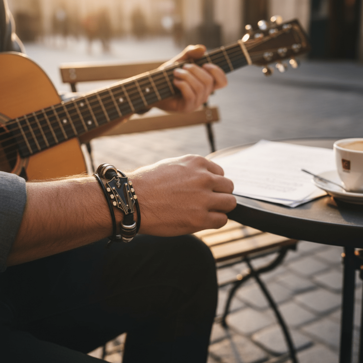 Harmonia | Stylish Durable Leather Guitar-Inspired Bracelet for Music Lovers 5