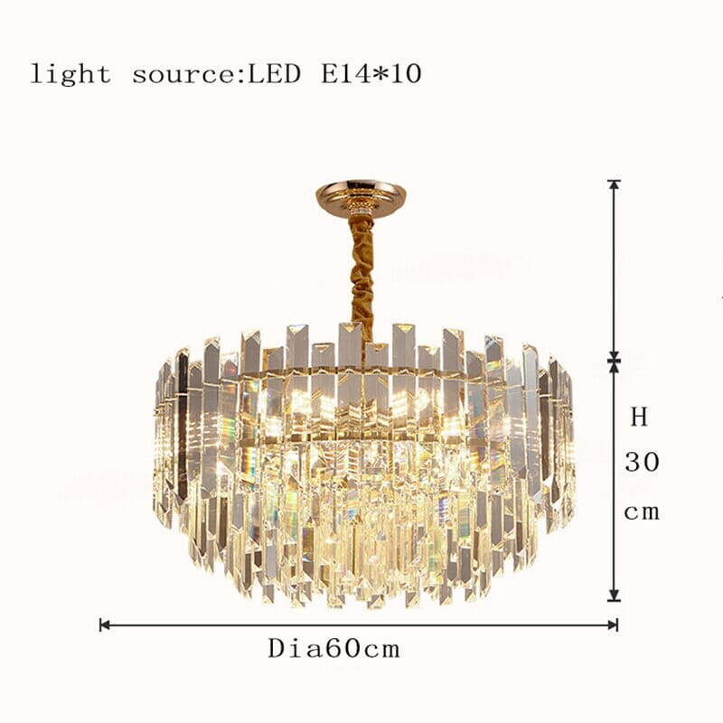 Circular Glass LED Lamp With Brass Decoration