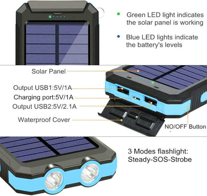 Portable 20000mAh Solar Charger Power Bank