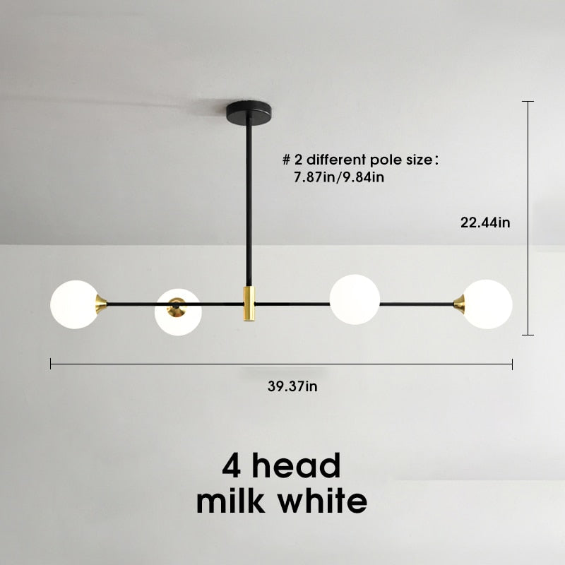 Sleek Glass Globe Pendant Light With LED Bulbs