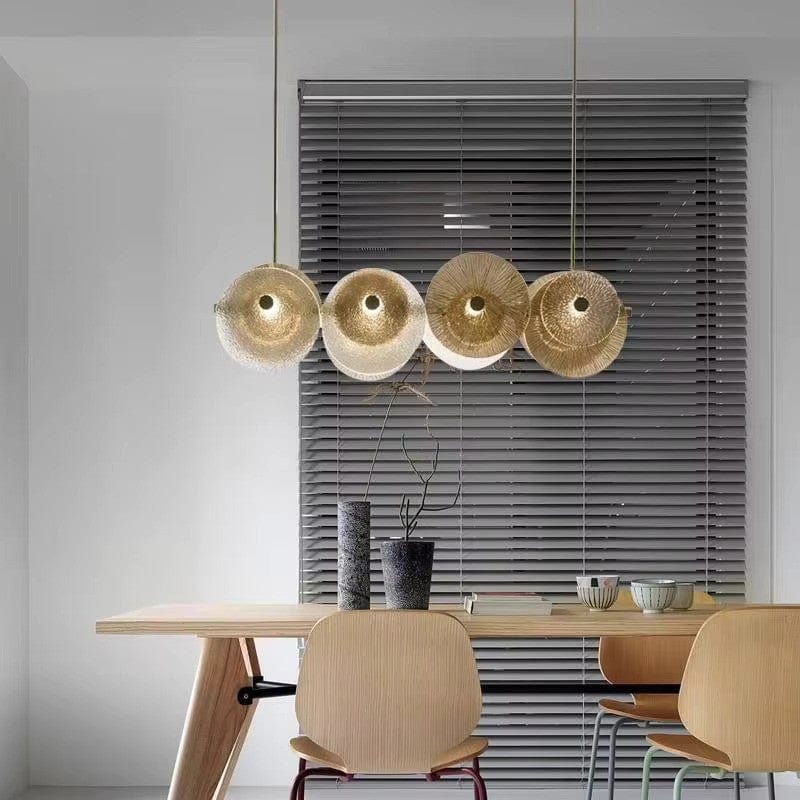 Luxury Round Glass Chandelier in Gold