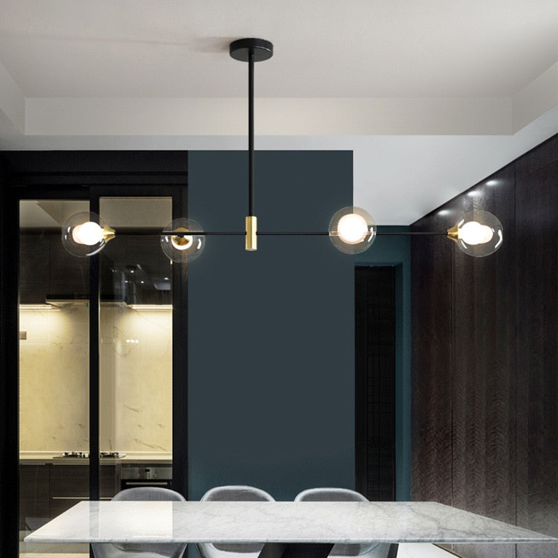 Sleek Glass Globe Pendant Light With LED Bulbs
