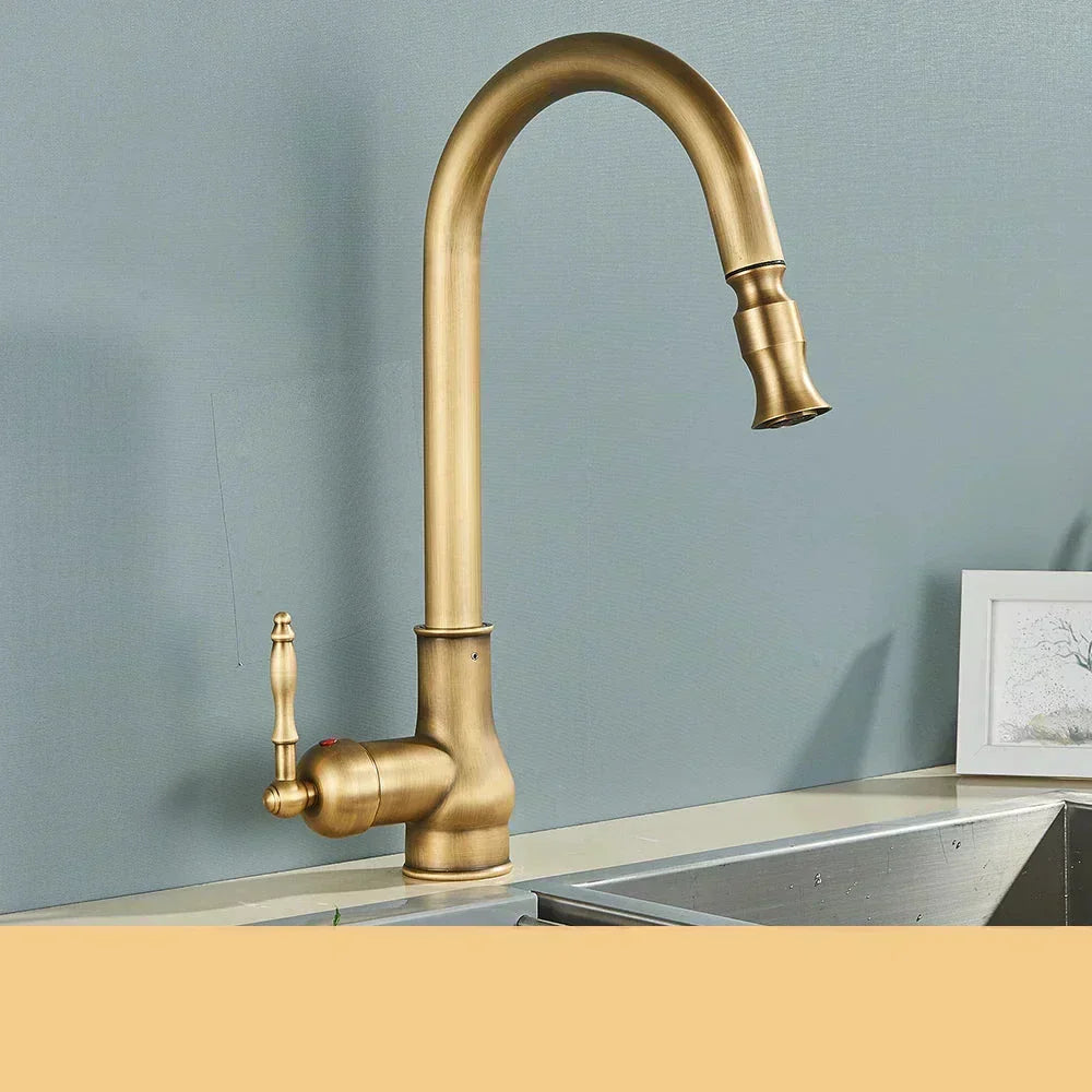 Classic Bronze Rotating Kitchen Faucet With Dark Finish