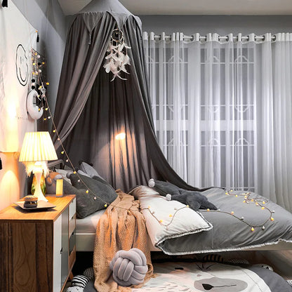 Colorful Kids Bed Canopy with Tassels in Pastel Shades