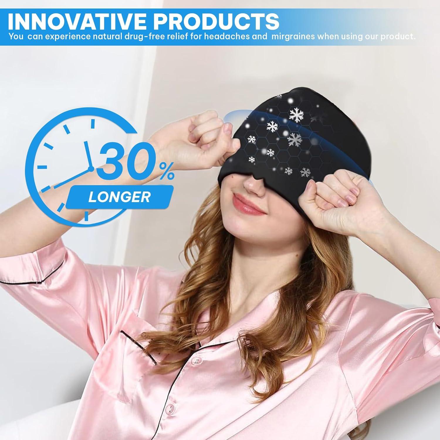 Headache and Migraine Relief Cap - Ice Mask or Hat for Migraines Tension Relief Dark and Cool Cap 3