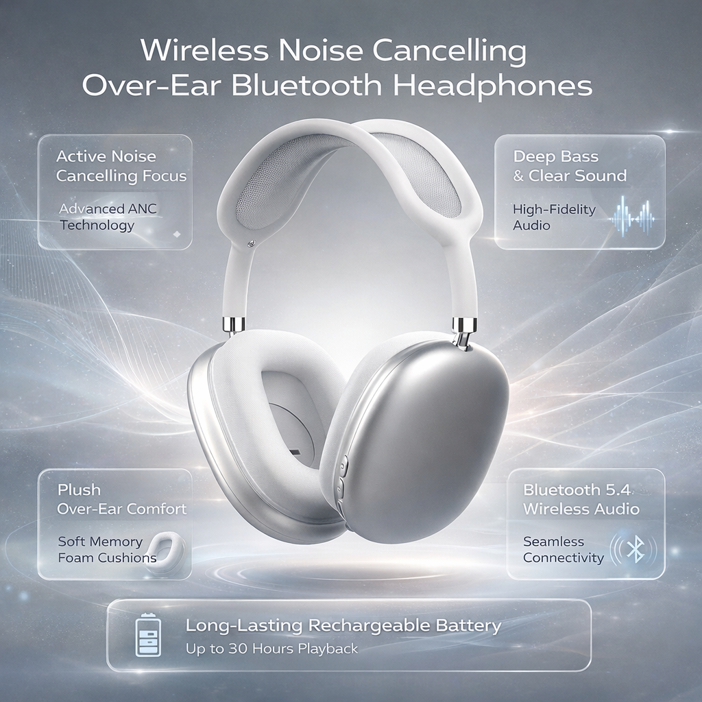 Wireless Over Ear Headphones with Bluetooth Noise Canceling