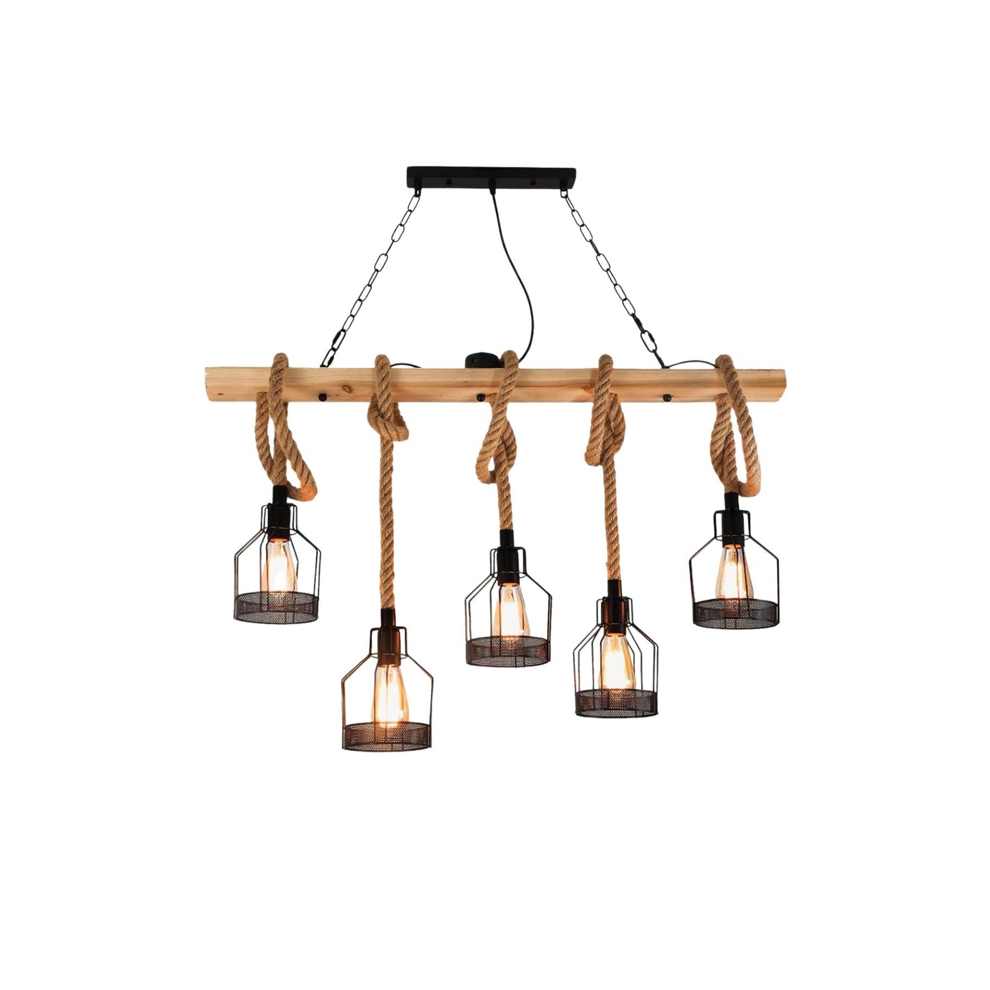HempAura | Rustic Black Pendant Light with Vintage Industrial Charm 1