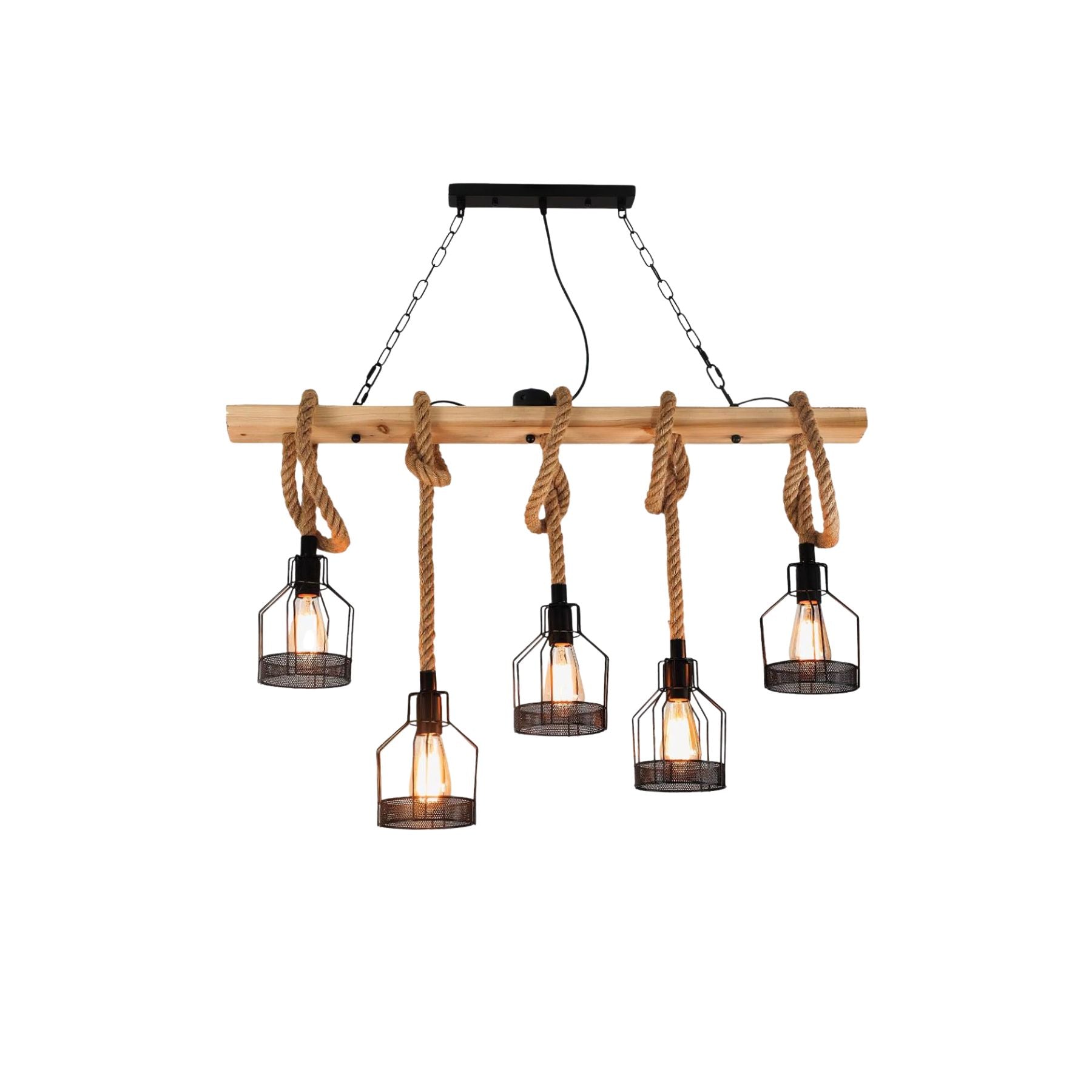 HempAura | Rustic Black Pendant Light with Vintage Industrial Charm 1