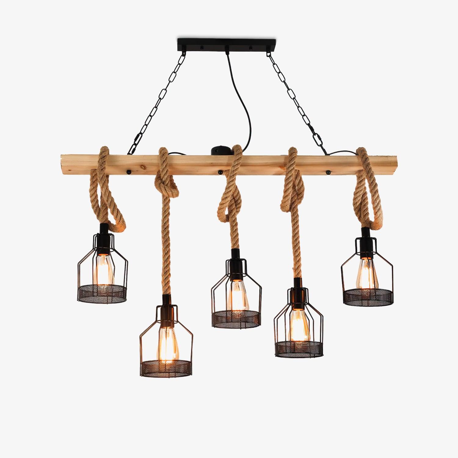 HempAura | Rustic Black Pendant Light with Vintage Industrial Charm 2