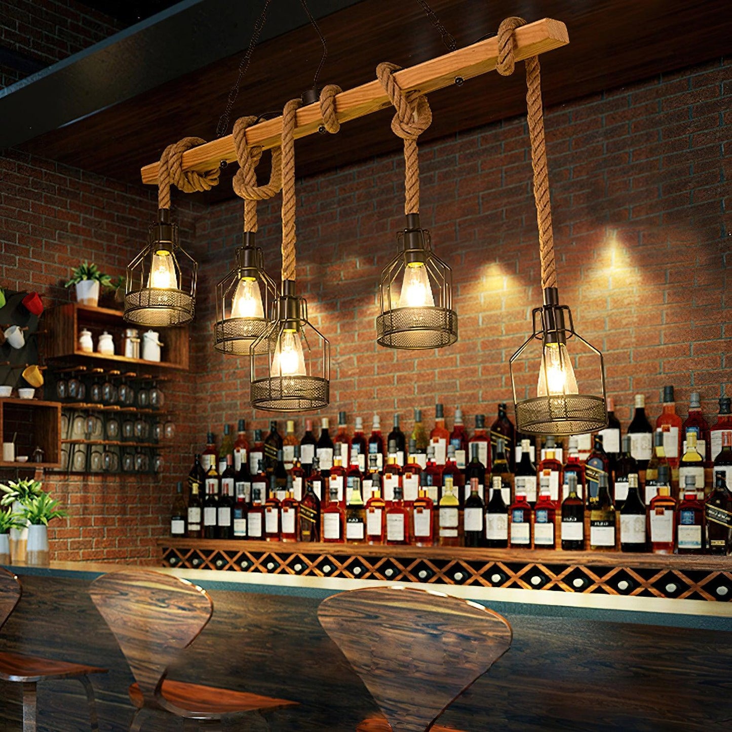 HempAura | Rustic Black Pendant Light with Vintage Industrial Charm 4