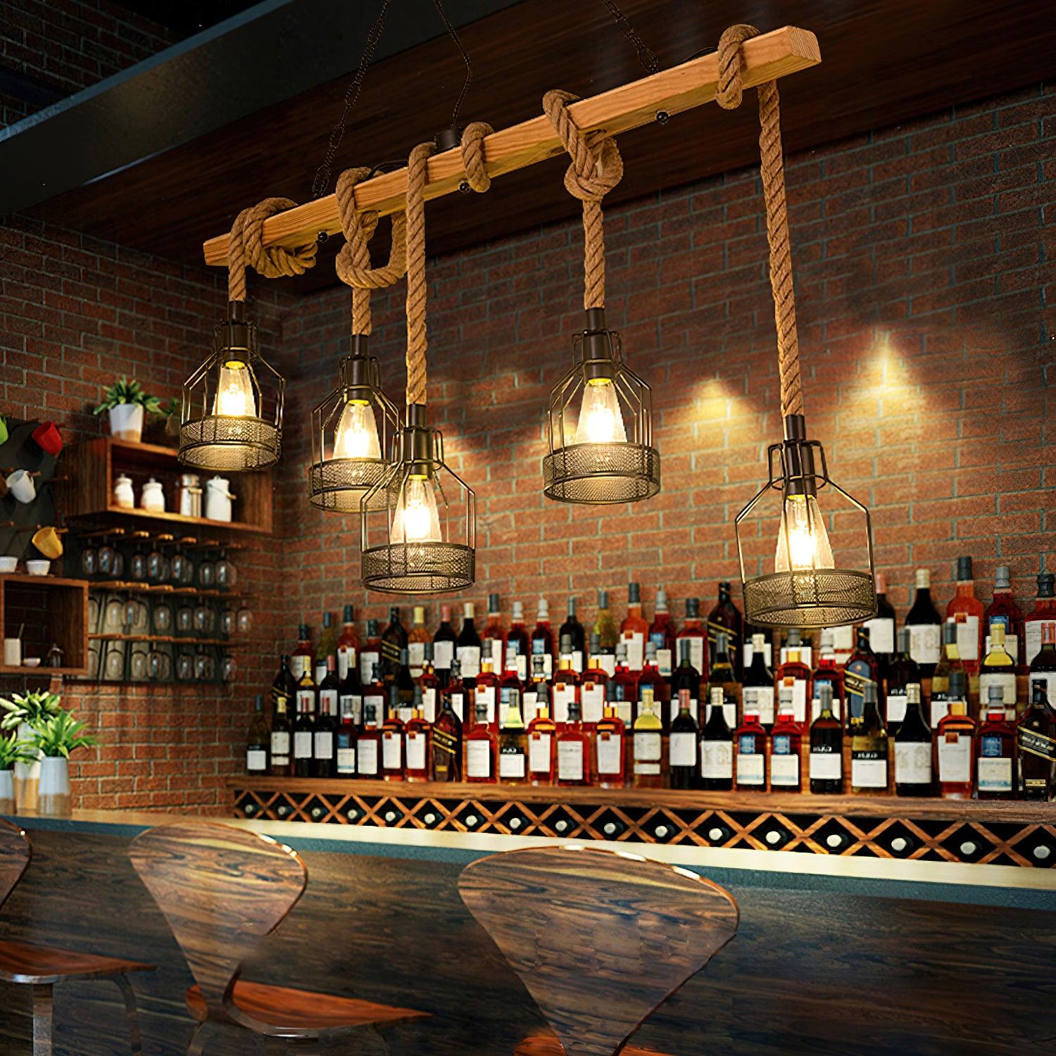 HempAura | Rustic Black Pendant Light with Vintage Industrial Charm 4