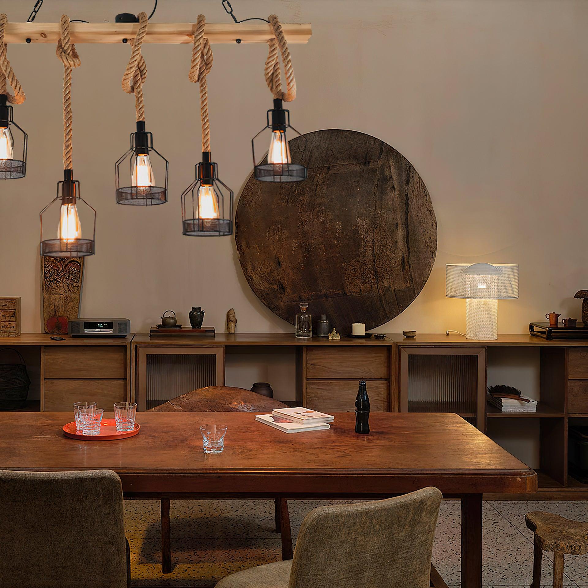 HempAura | Rustic Black Pendant Light with Vintage Industrial Charm 5