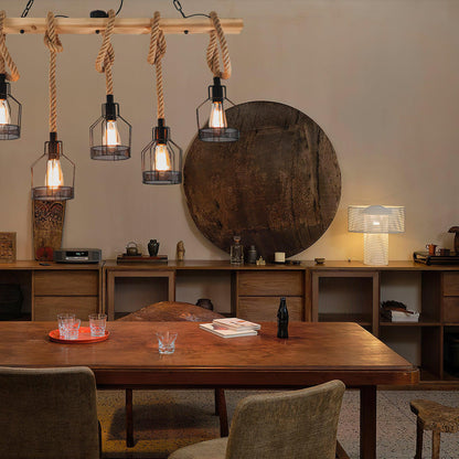 HempAura | Rustic Black Pendant Light with Vintage Industrial Charm 5