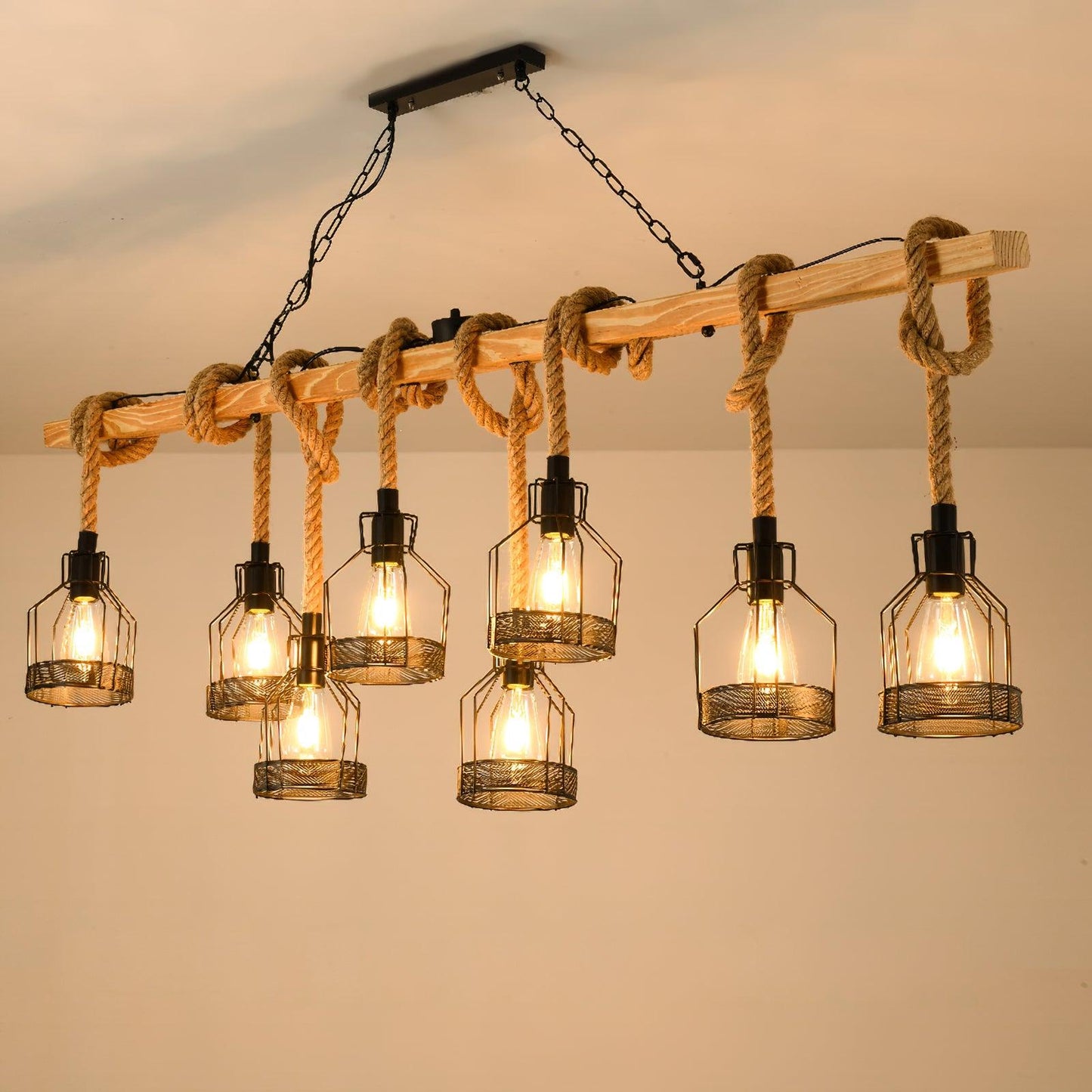 HempAura | Rustic Black Pendant Light with Vintage Industrial Charm 6