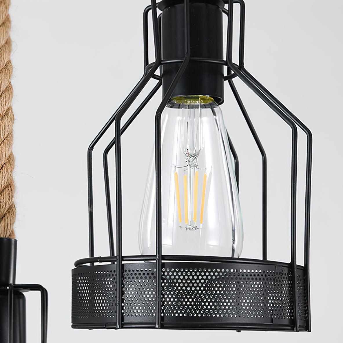 HempAura | Rustic Black Pendant Light with Vintage Industrial Charm 8