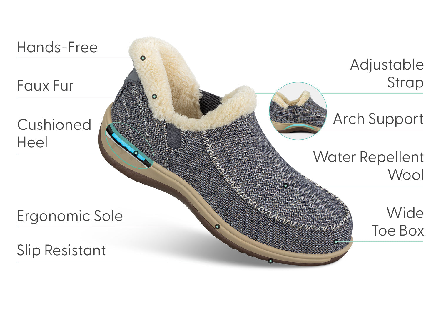 Herringbone Comfort | Cozy Stylish Wool Mens Slippers with Faux Fur Lining 2
