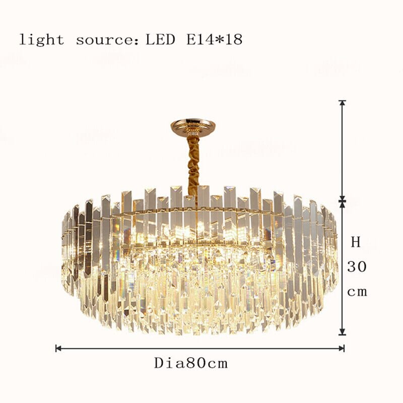Circular Glass LED Lamp With Brass Decoration