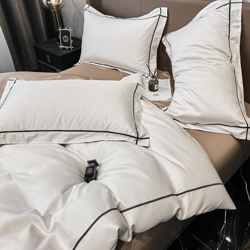 Soft Egyptian Cotton Gold Accent Bedding Set