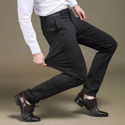 Comfortable Fit Men's Slim Trousers With Elastic Waistband