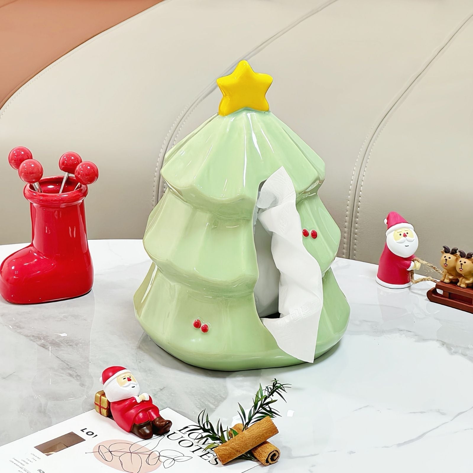 Festive Holiday Tree Tissue Box Cover - Lusomart