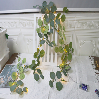 Rustic Eucalyptus LED String Mantle Decoration