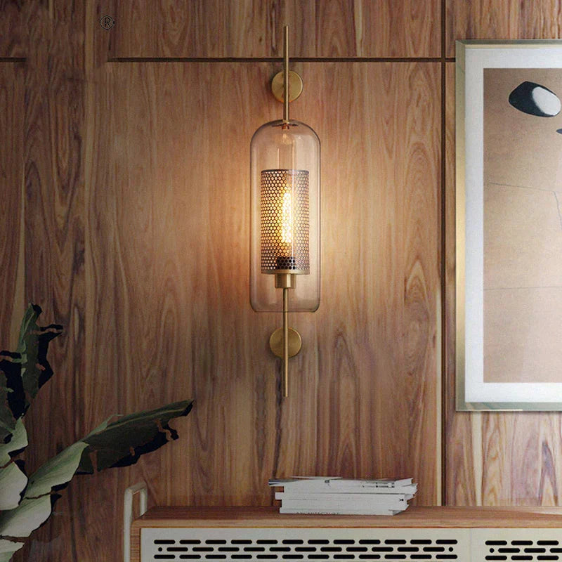 Warm Gold Hexagon Glass Wall Lamp - Lusomart