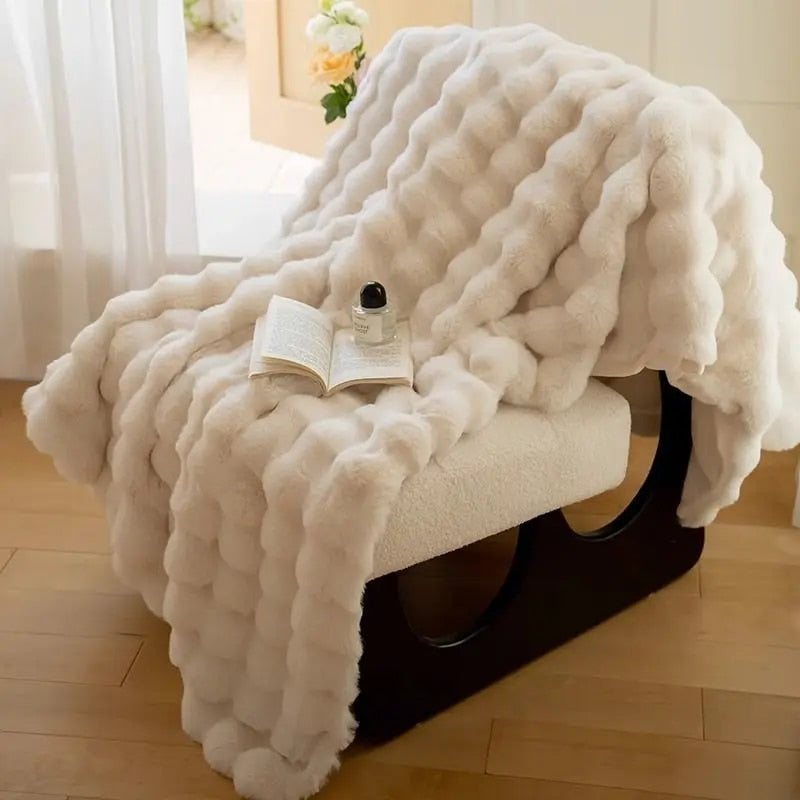 Plush Rabbit Soft Faux Fur Blanket for Winter Warmth