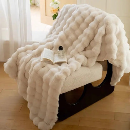Plush Rabbit Soft Faux Fur Blanket for Winter Warmth