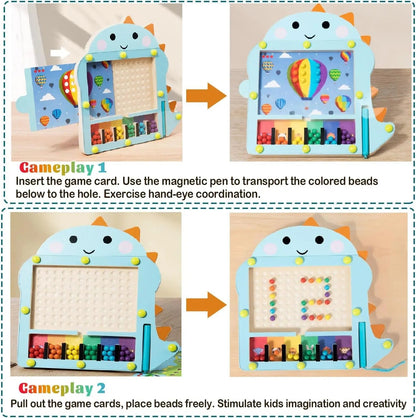 Houten Magnetische Ballenpuzzel voor Kinderen – Creatieve Doolhofuitdaging met Kleurige Kralen en Transparante Afdekking 3
