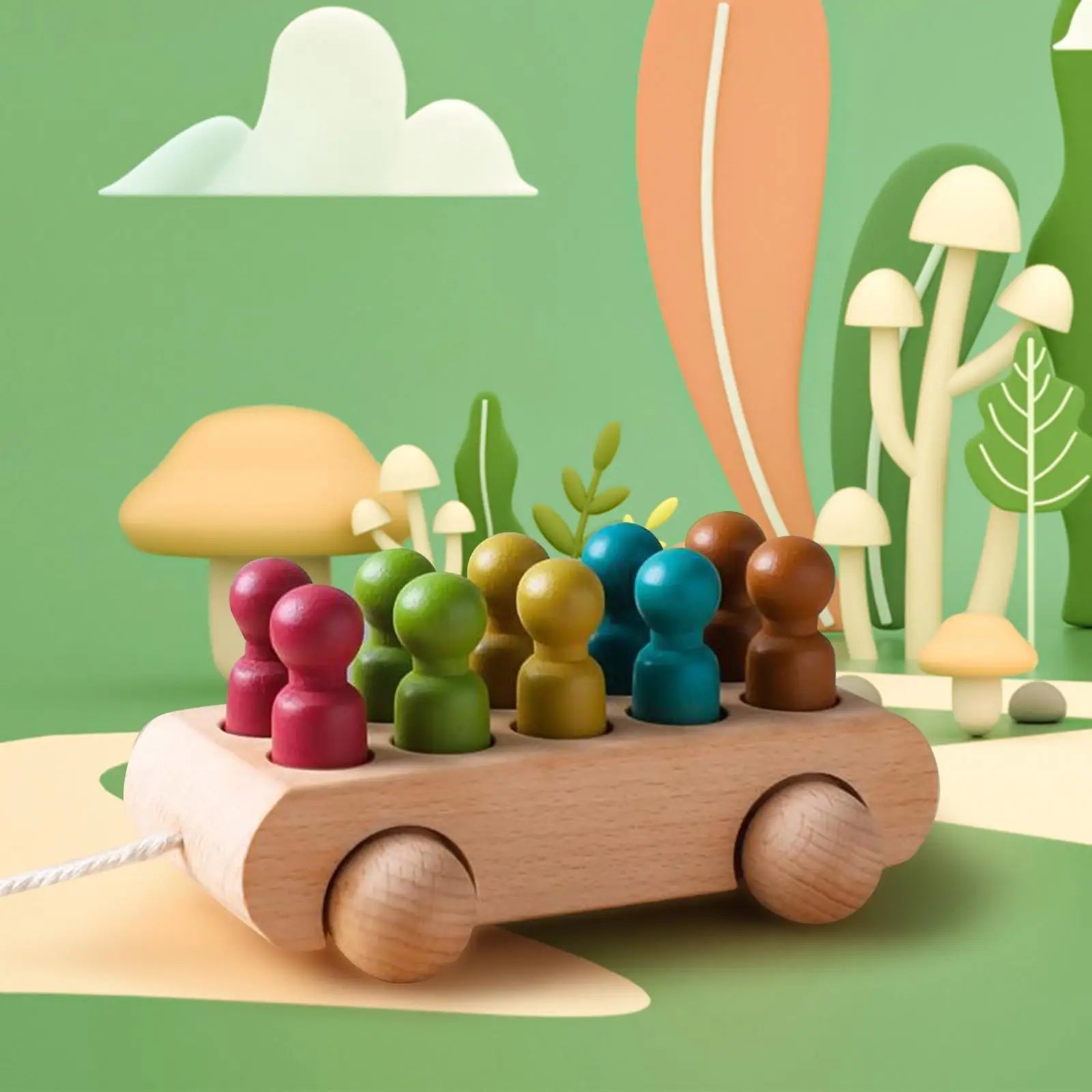 Natural Wooden Toy Car Set - Lusomart
