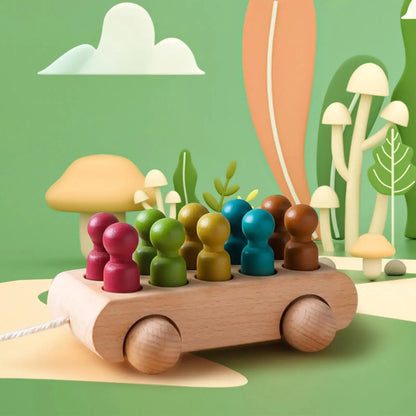 Natural Wooden Toy Car Set - Lusomart