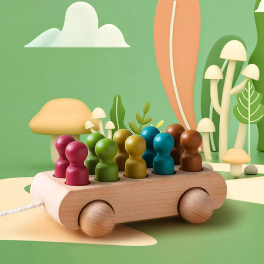 Natural Wooden Toy Car Set - Lusomart