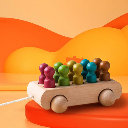 Wooden Doll Car Set for Motor Skills and Creativity - Durable Beech Wood and Safe Toys 3