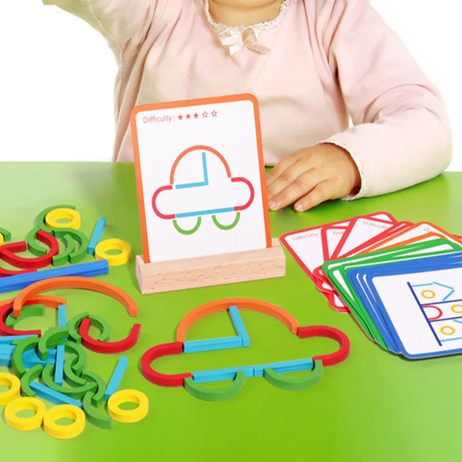 Houten Puzzel met Kleurrijke Vormen - Creatief Speelgoed voor Kinderen, Probleemoplossend en Duurzaam Hout, 120 Stukken 4