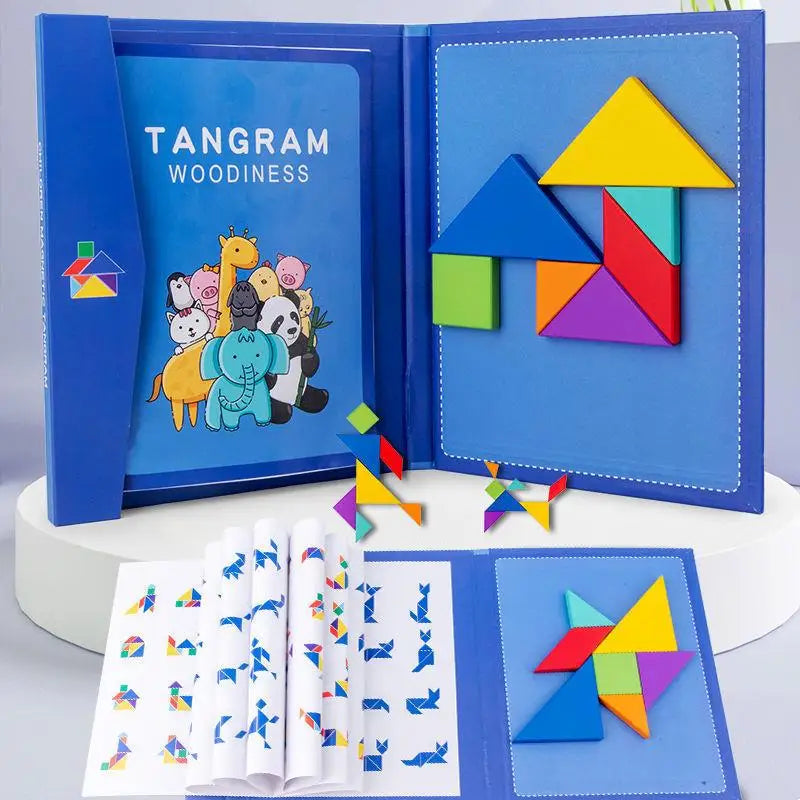 Wooden Tangram Puzzle 37x22 cm - Creative Toy for Kids, Boosts Problem-Solving Skills and Spatial Awareness