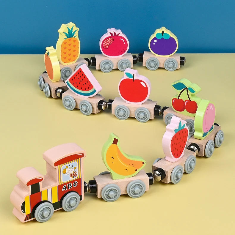 Houten Treinspeelgoed met Magnetische Verbindingen voor Kinderen van 2 tot 3 Jaar - Kleuren en Vormen Stimulerend Speelgoed 13