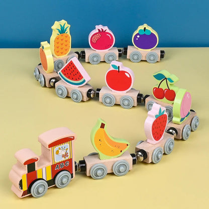 Houten Treinspeelgoed met Magnetische Verbindingen voor Kinderen van 2 tot 3 Jaar - Kleuren en Vormen Stimulerend Speelgoed 13